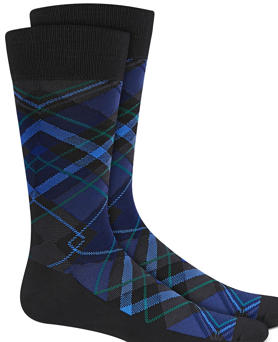 Perry Ellis Men's Microfiber Plaid Socks Black Size Regular