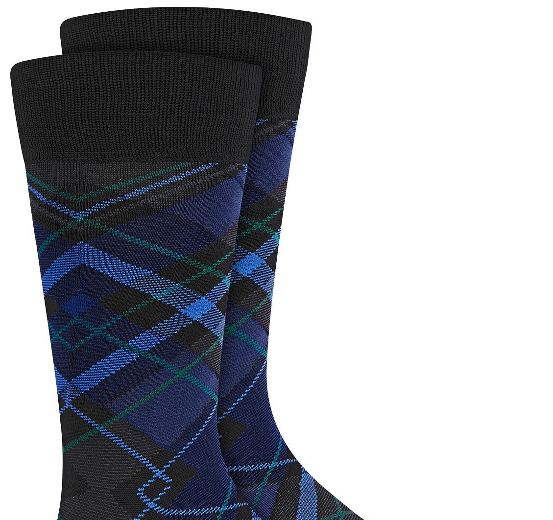 Perry Ellis Men's Microfiber Plaid Socks Black Size Regular