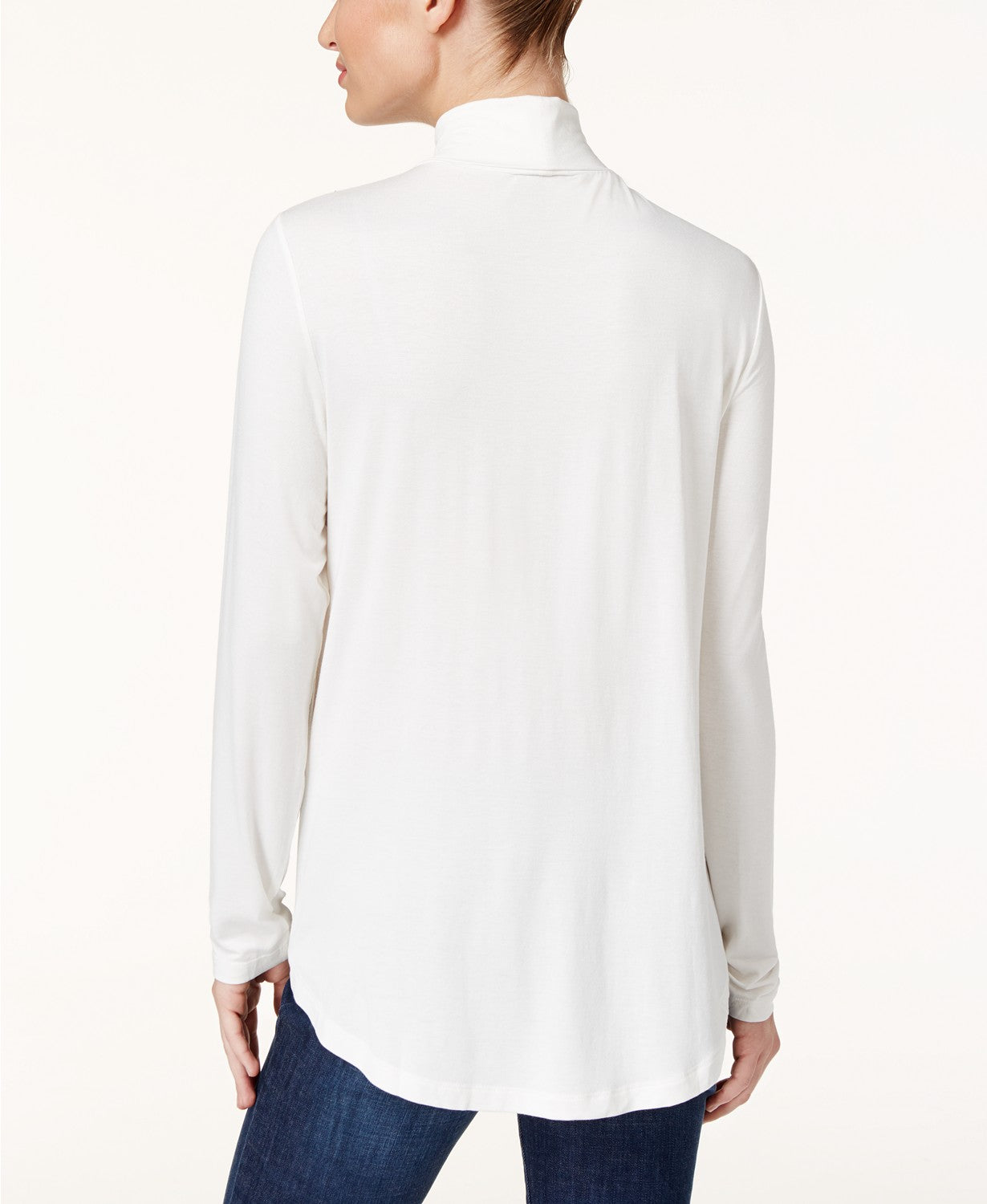 JM Collection Women's Long Sleeve Knit Turtleneck Top Ivory White Size Medium