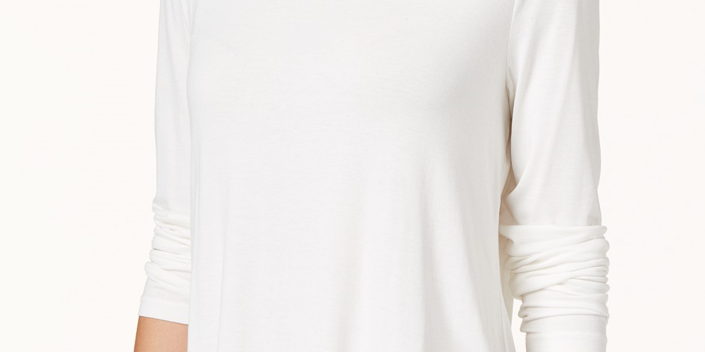 JM Collection Women's Long Sleeve Knit Turtleneck Top Ivory White Size Medium