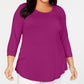 JM Collection Women's Plus Size Scoopneck Top Pink Size Extra Large