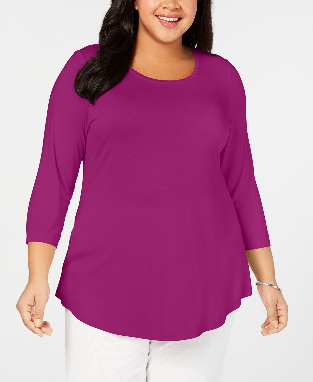 JM Collection Women's Plus Size Scoopneck Top Pink Size Extra Large