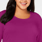 JM Collection Women's Plus Size Scoopneck Top Pink Size Extra Large