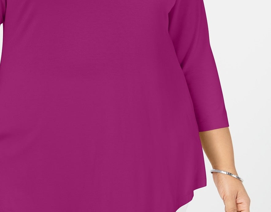 JM Collection Women's Plus Size Scoopneck Top Pink Size Extra Large