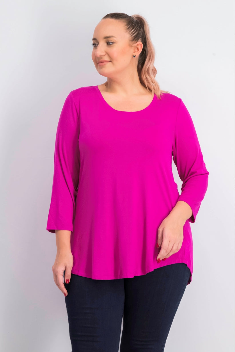 JM Collection  Women's Plus Size Scoopneck Top  Med Pink Size OX