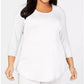 JM Collection Women's Plus Size Scoopneck Top White Size 1X