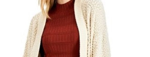 Say What? Juniors' Open-Front Textured Cardigan Beige Size Extra Large
