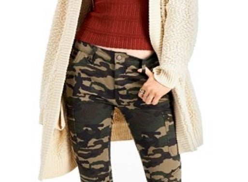 Say What? Juniors' Open-Front Textured Cardigan Beige Size Extra Large