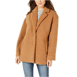 Collection B Juniors' Faux-Fur Coat Brown Size Large