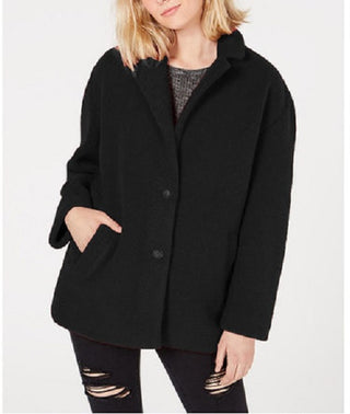 Collection B Juniors' Faux-Fur Coat Black Size Small