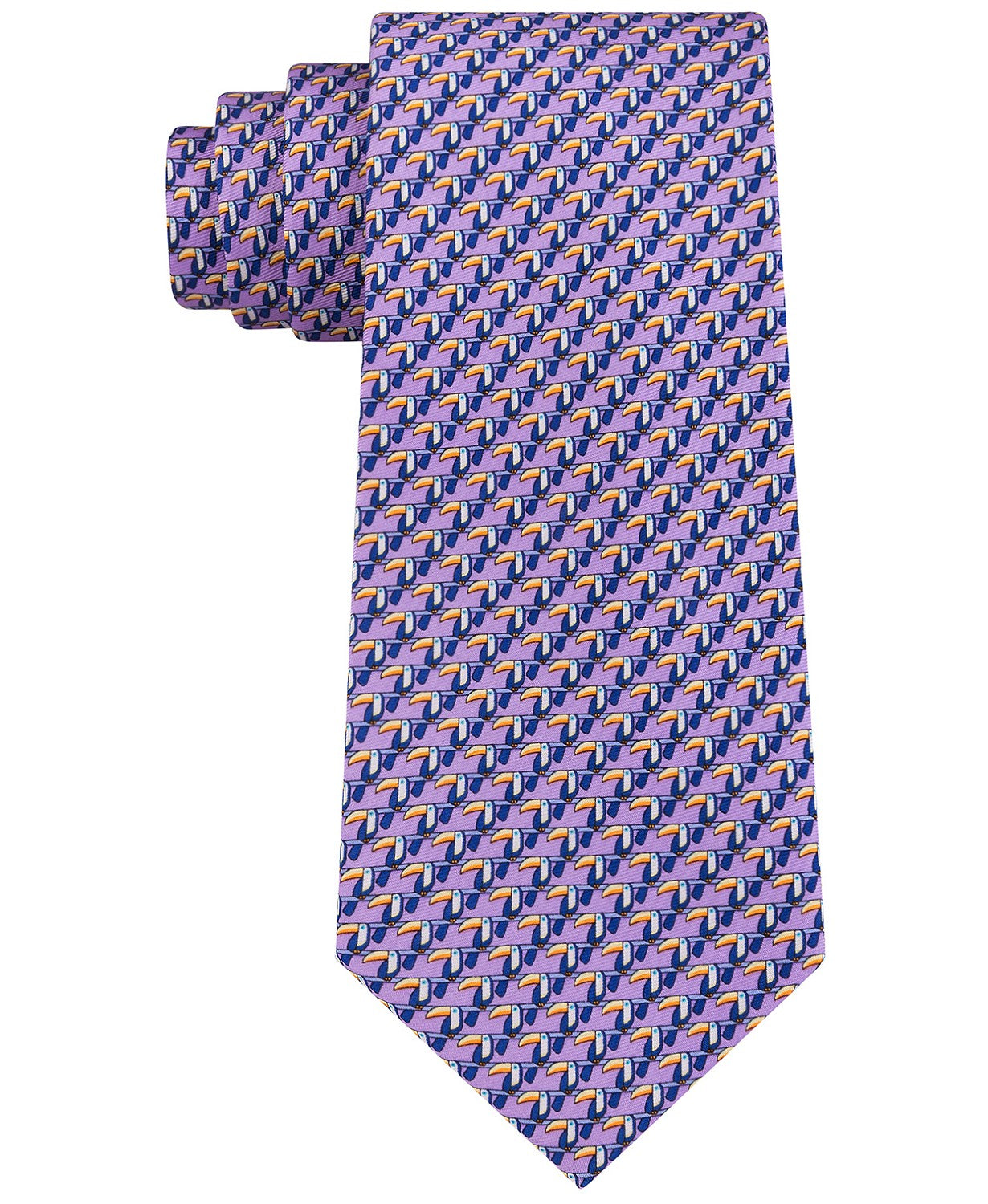 Tommy Hilfiger Men's Classic Small Toucan Silk Twill Tie Purple Size Regular