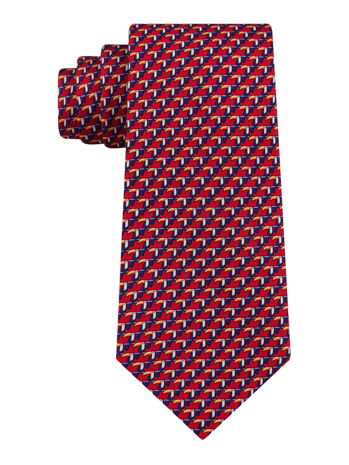 Tommy Hilfiger Men's Classic Small Toucan Silk Twill Tie Red One Size