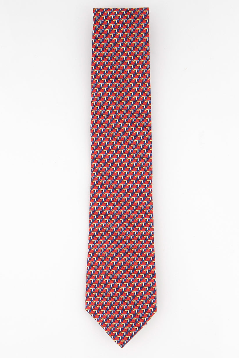 Tommy Hilfiger Men's Classic Small Toucan Silk Twill Tie Red One Size