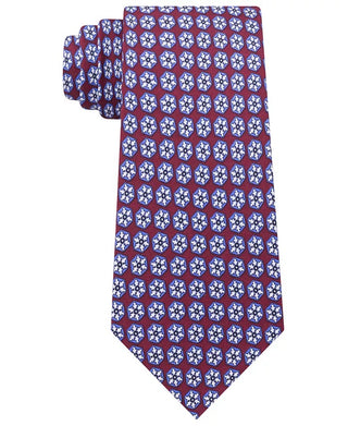 Tommy Hilfiger Men's Classic Snowflake Neat Silk Twill Tie Red Size Regular