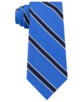 Tommy Hilfiger Men's Preppy Stripe Silk Tie Navy Size Regular