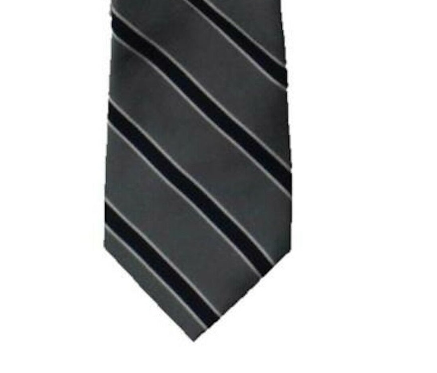 Tommy Hilfiger Men's Preppy Stripe Silk Tie Gray Size Regular