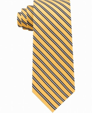 Tommy Hilfiger Men's Tricolor Stripe Silk Tie Yellow Size Regular
