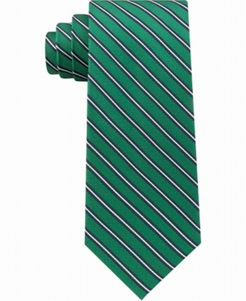 Tommy Hilfiger Men's Tricolor Stripe Silk Tie Green One Size