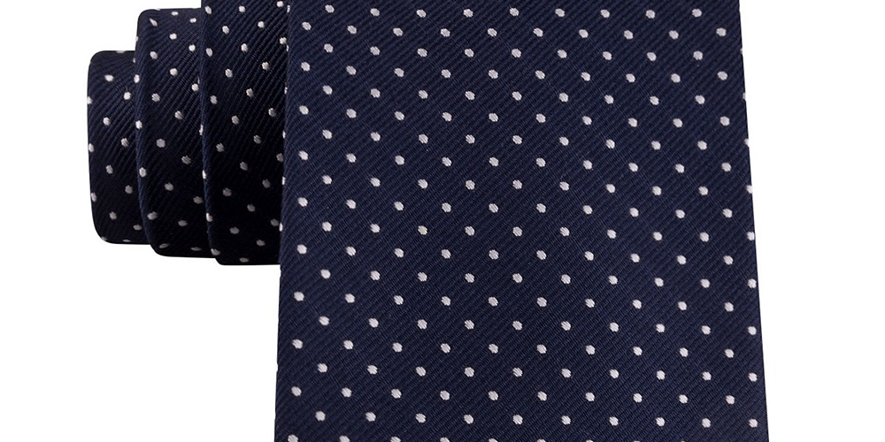 Tommy Hilfiger Men's Preppy Classic Dot Silk Tie Black Size Regular