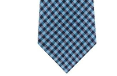 Tommy Hilfiger Men's Classic Textured Plaid Tie Blue Size Regular