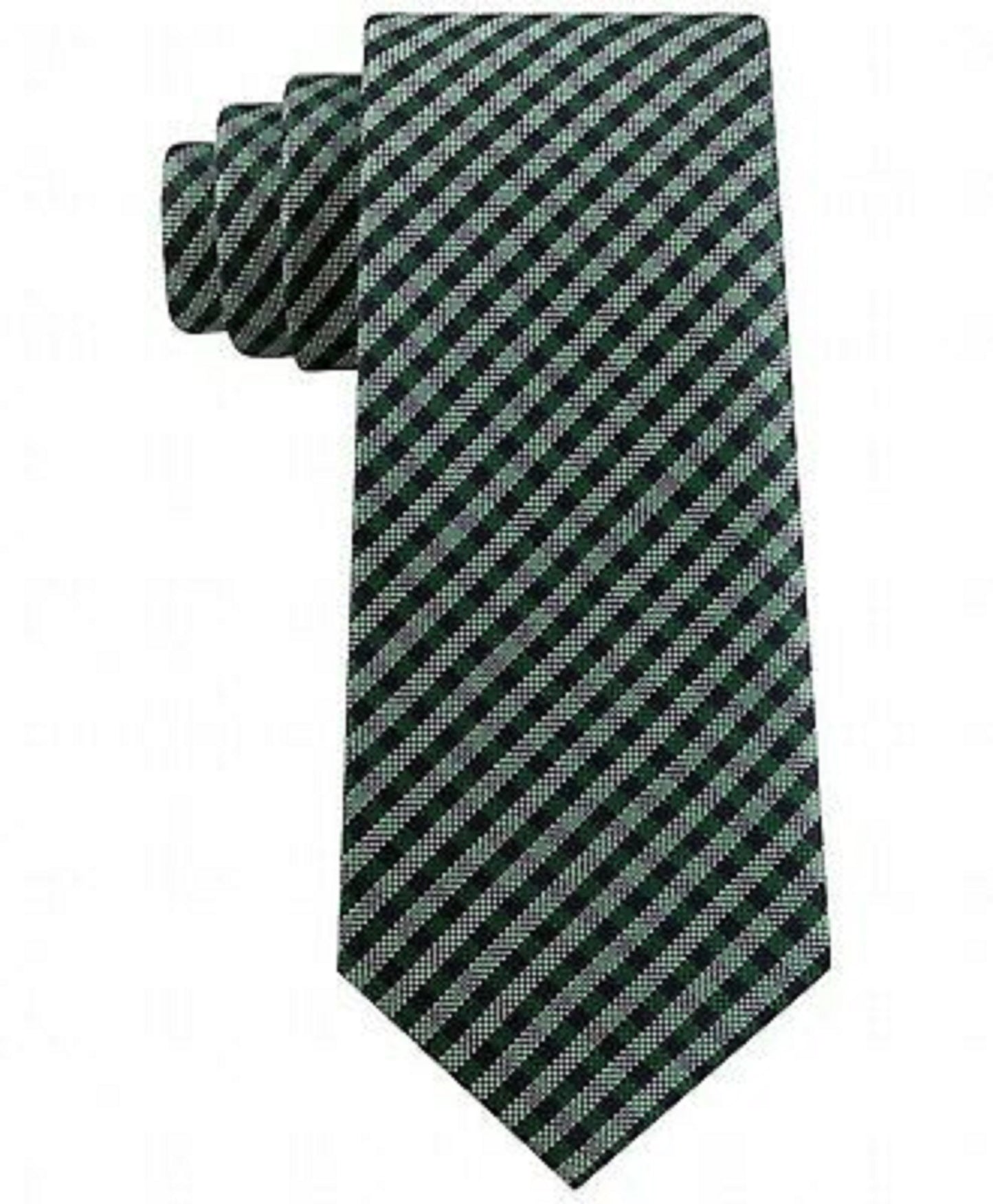 Tommy Hilfiger Men's Classic Textured Plaid Tie Green Size Regular