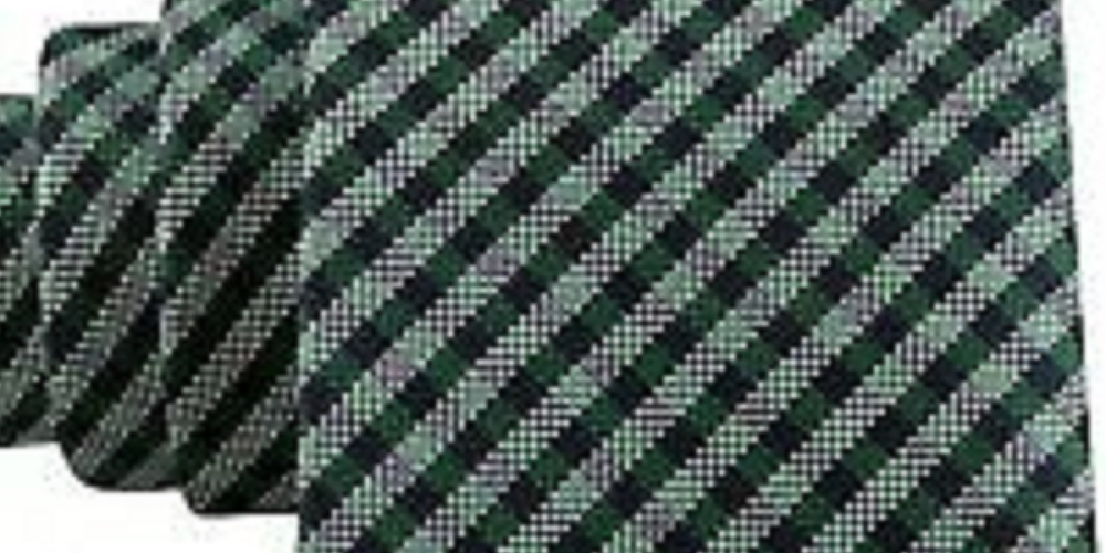 Tommy Hilfiger Men's Classic Textured Plaid Tie Green Size Regular