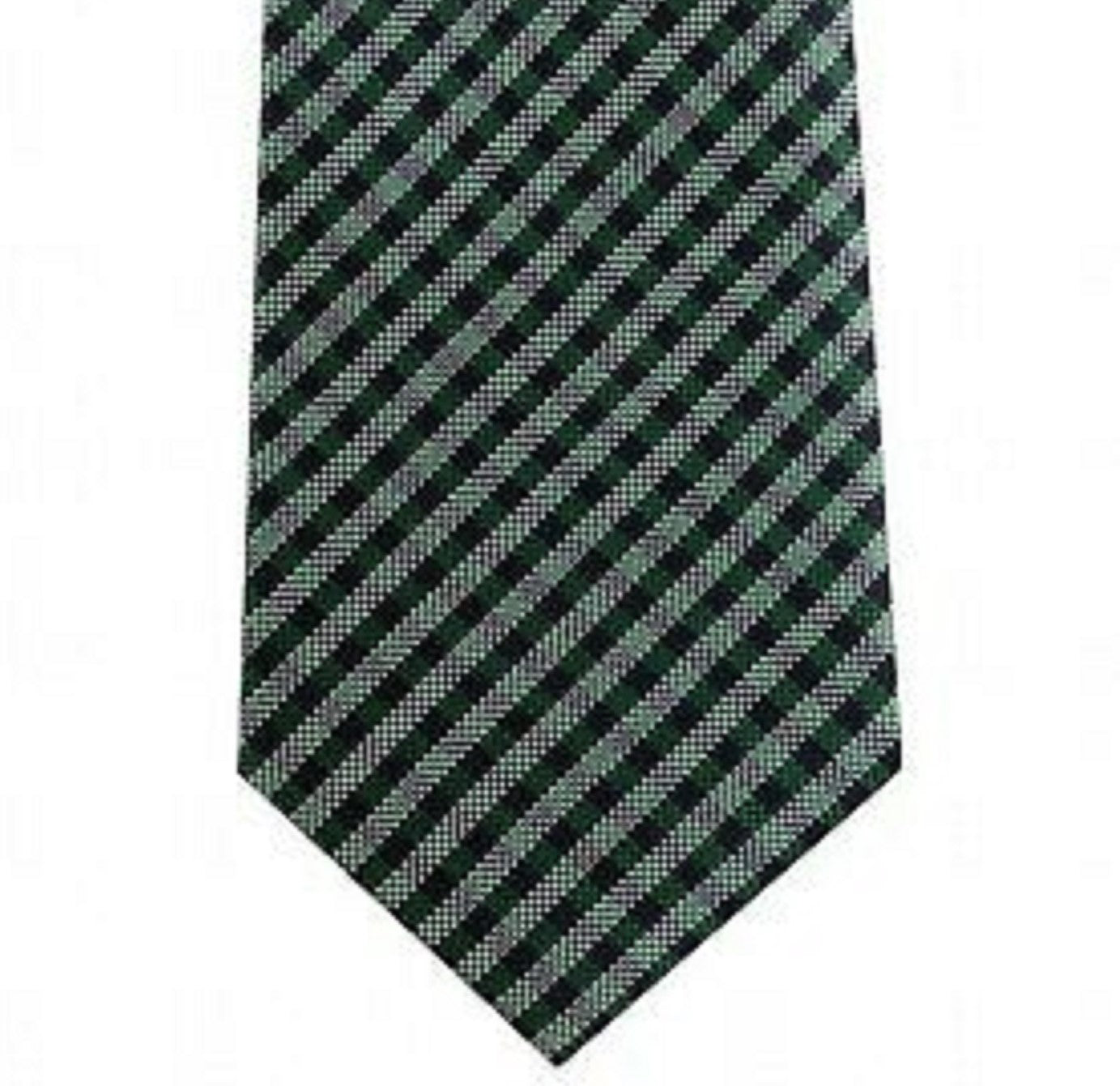 Tommy Hilfiger Men's Classic Textured Plaid Tie Green Size Regular