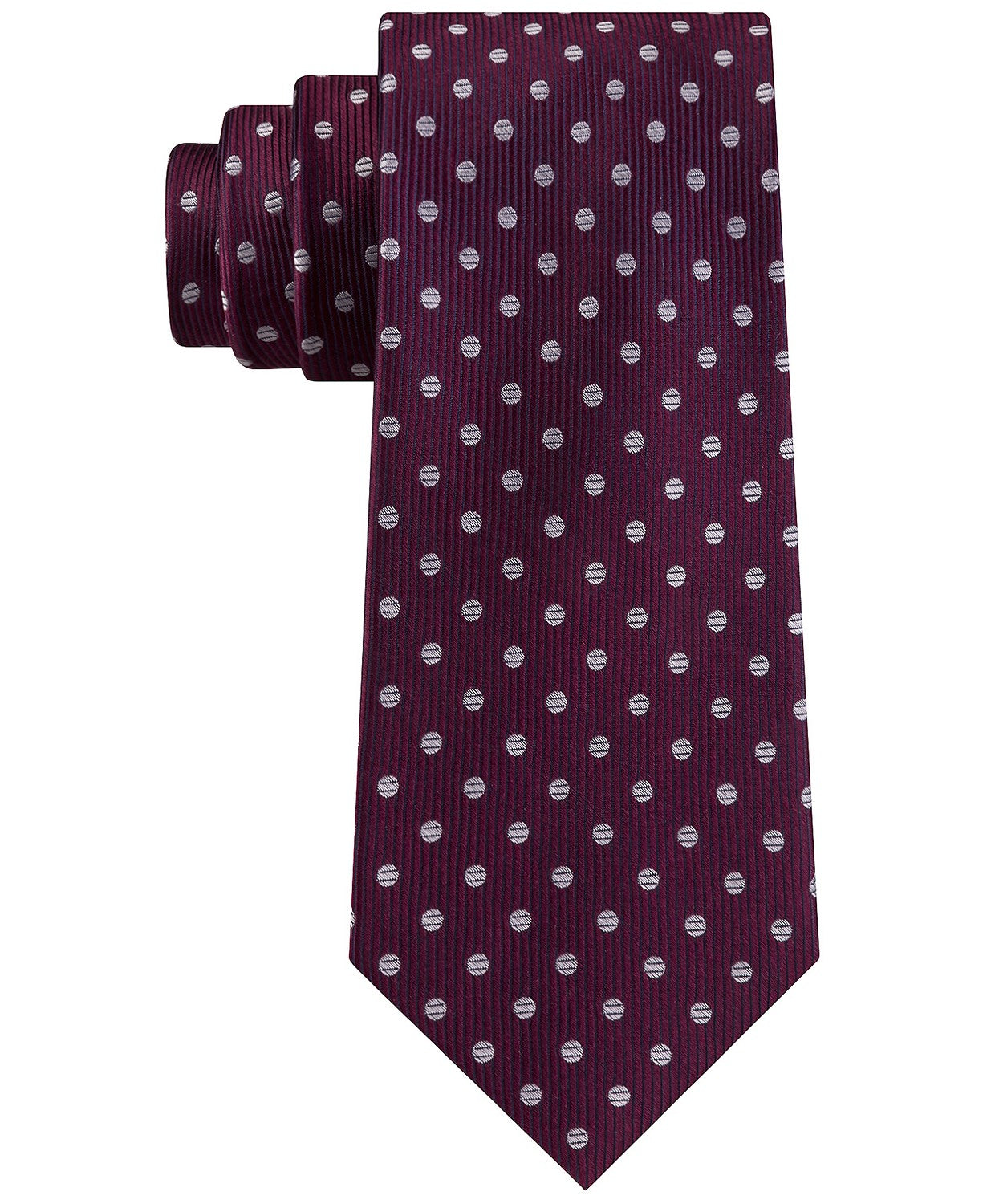 Tommy Hilfiger Men's Mont Classic Dot Stripe Tie Dark Red Size Regular