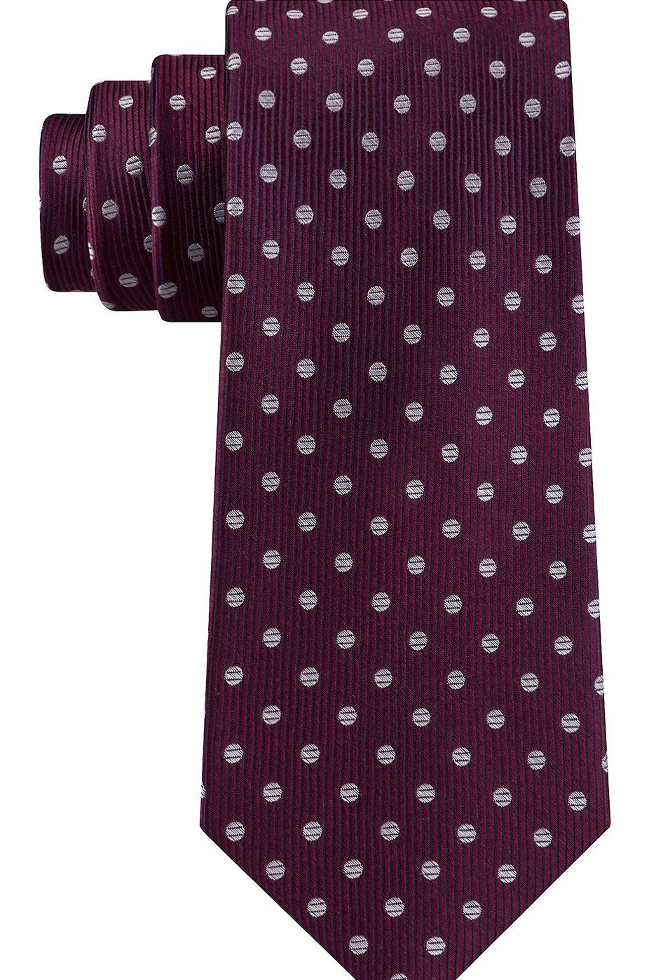 Tommy Hilfiger Men's Mont Classic Dot Stripe Tie Dark Red Size Regular