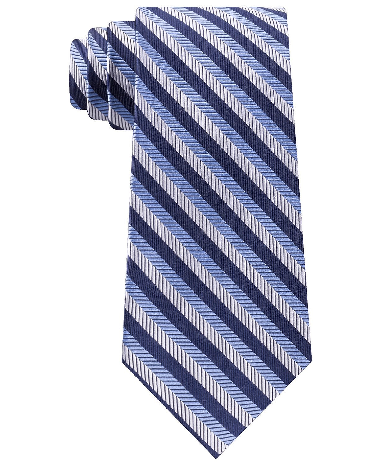 Tommy Hilfiger Men's Village Classic Textured Stripe Silk Tie Blue Size Regular