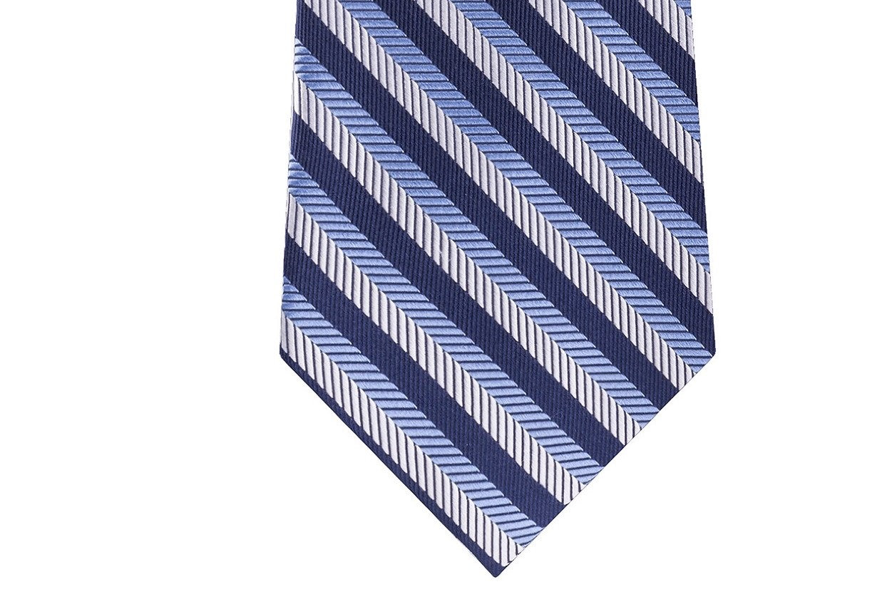 Tommy Hilfiger Men's Village Classic Textured Stripe Silk Tie Blue Size Regular