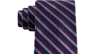 Tommy Hilfiger Men's Village Classic Textured Stripe Silk Tie Red Size Regular
