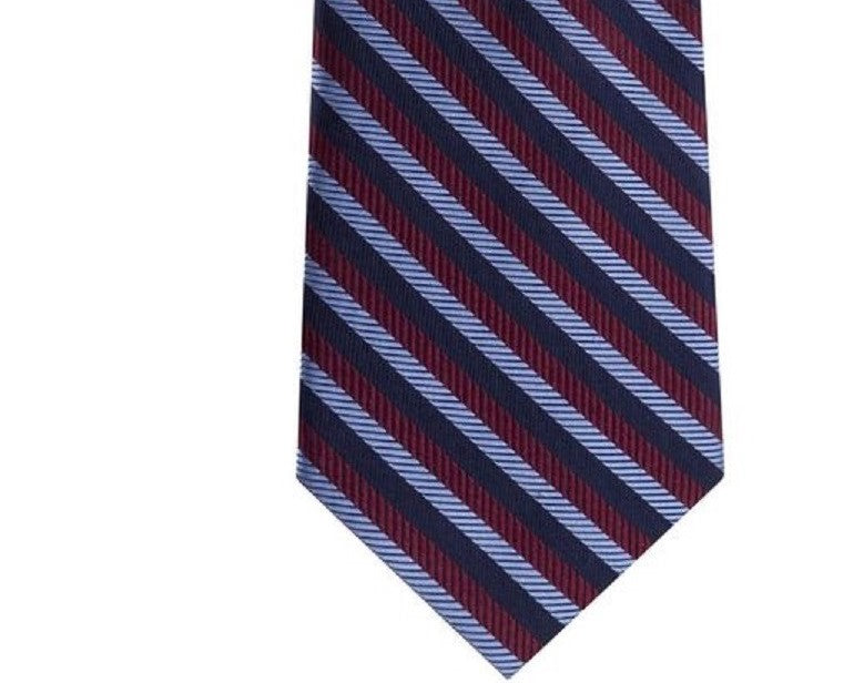 Tommy Hilfiger Men's Village Classic Textured Stripe Silk Tie Red Size Regular