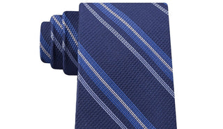 Tommy Hilfiger Men's Classic Textured Stripe Tie Navy Size Regular