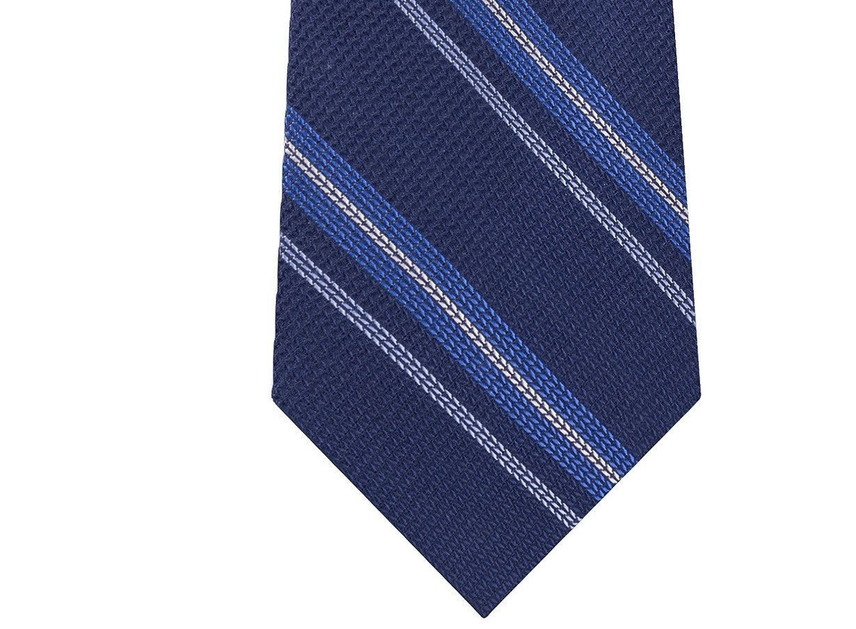 Tommy Hilfiger Men's Classic Textured Stripe Tie Navy Size Regular