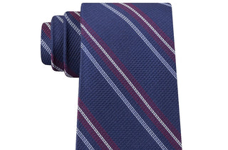Tommy Hilfiger Men's Classic Textured Stripe Tie Red Size Regular