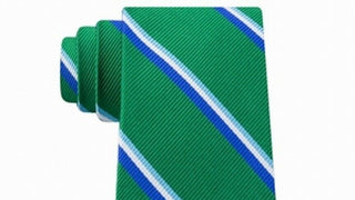 Tommy Hilfiger Men's Bronx Stripe Silk Tie Green Size Regular
