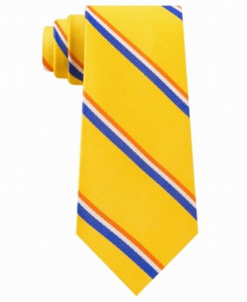 Tommy Hilfiger Men's Bronx Stripe Silk Tie Yellow One Size