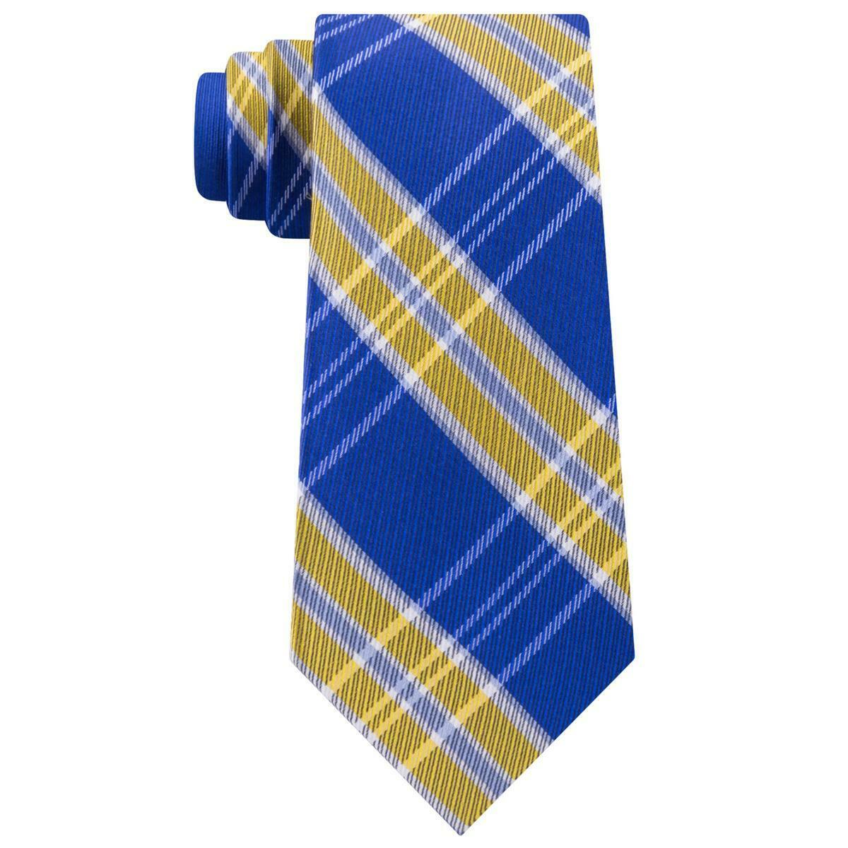 Tommy Hilfiger Men's Vincent Plaid Tie Blue-Yellow One Size