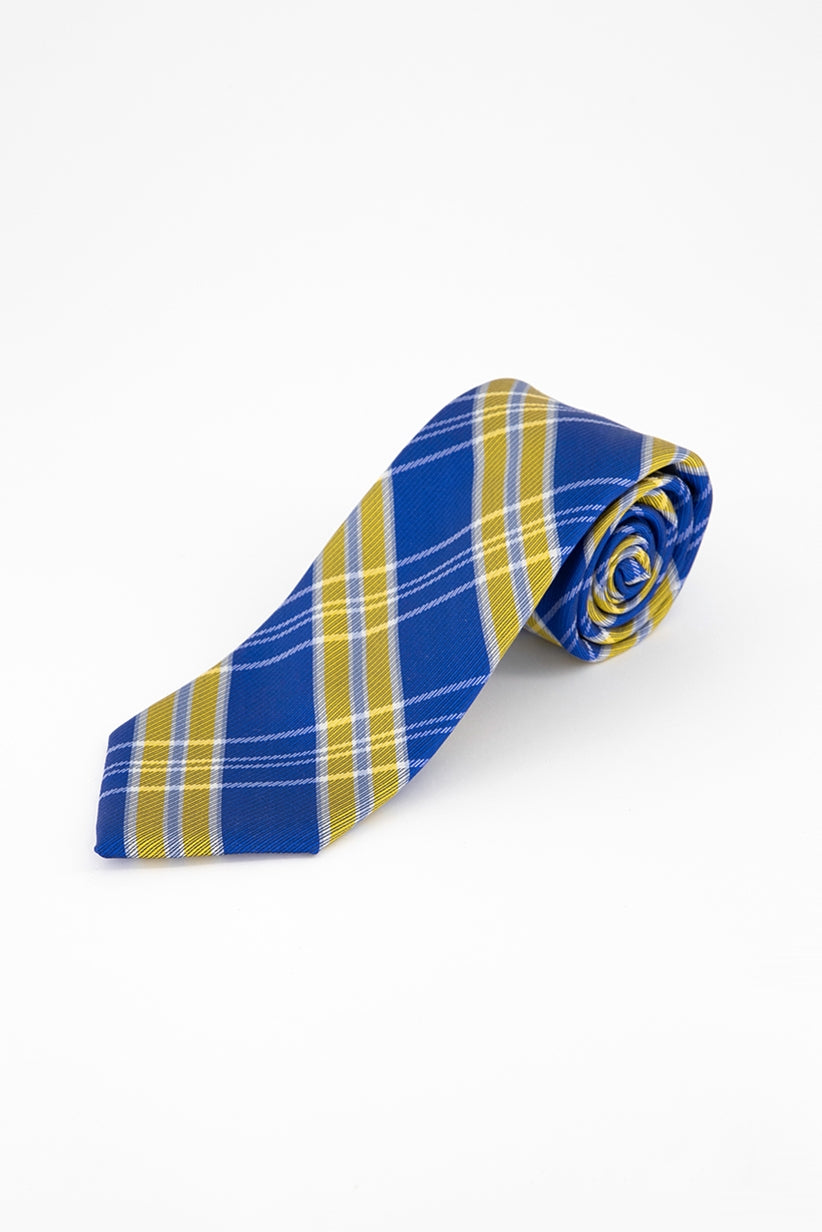 Tommy Hilfiger Men's Vincent Plaid Tie Blue-Yellow One Size