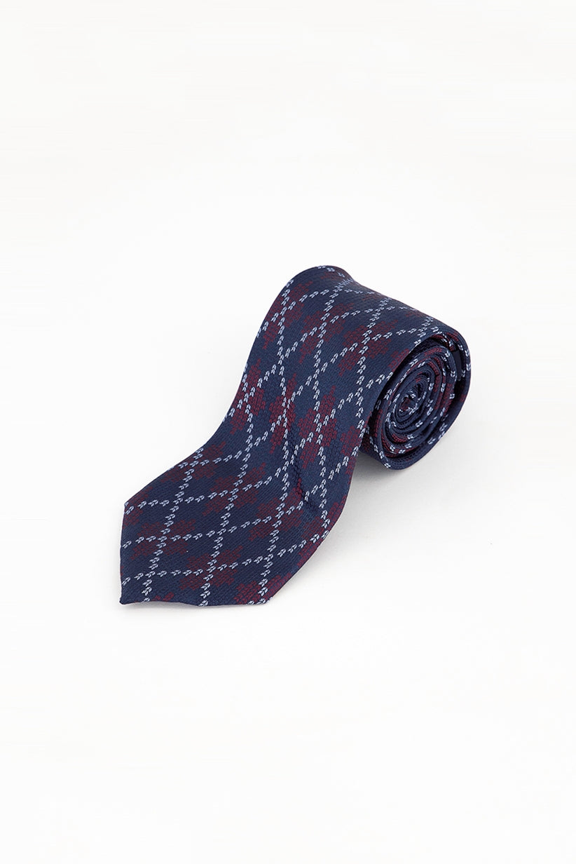 Tommy Hilfiger Men's Classic Argyle Holiday Tie Dark Red Size Regular