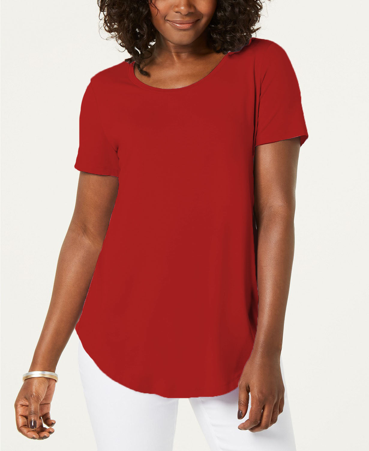 JM Colletion Women's  Scoop-Neck Top Medium Red Size Medium
