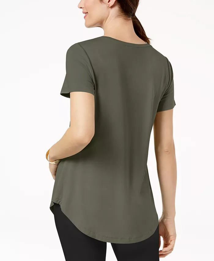 JM Collection Women's Collection Scoop-Neck Top Green Size Small