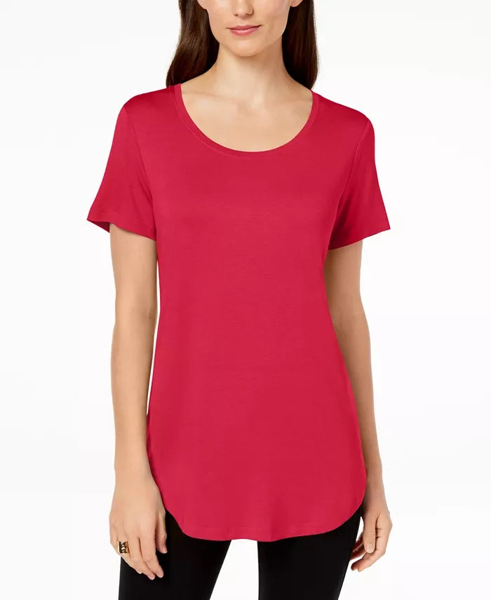 JM Collection Women's Scoop Neck Top Medium Pink Size Medium