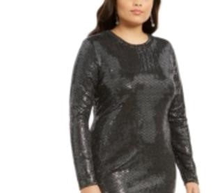 B Darlin Trendy Women's Plus Size Sequined Bodycon Dress Dark Gray Size 22