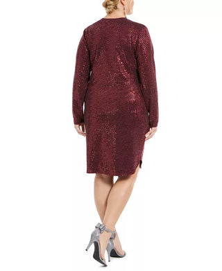 B Darlin Women's Trendy Plus Size Sequined Bodycon Dress Red Size 22