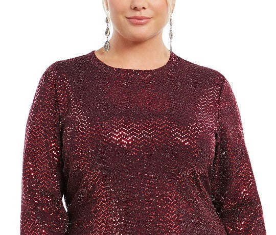 B Darlin Women's Trendy Plus Size Sequined Bodycon Dress Red Size 22