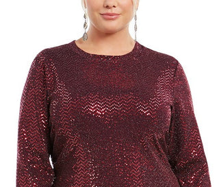 B Darlin Women's Trendy Plus Size Sequined Bodycon Dress Red Size 22