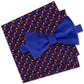 Tommy Hilfiger Men's Solid Stripe Silk Pre-Tied Bow Tie & Wiener Silk Pocket Square Set Blue Size Regular