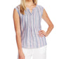 Vince Camuto Women's Cabana Stripe Sleeveless Linen Top Blue Size Medium